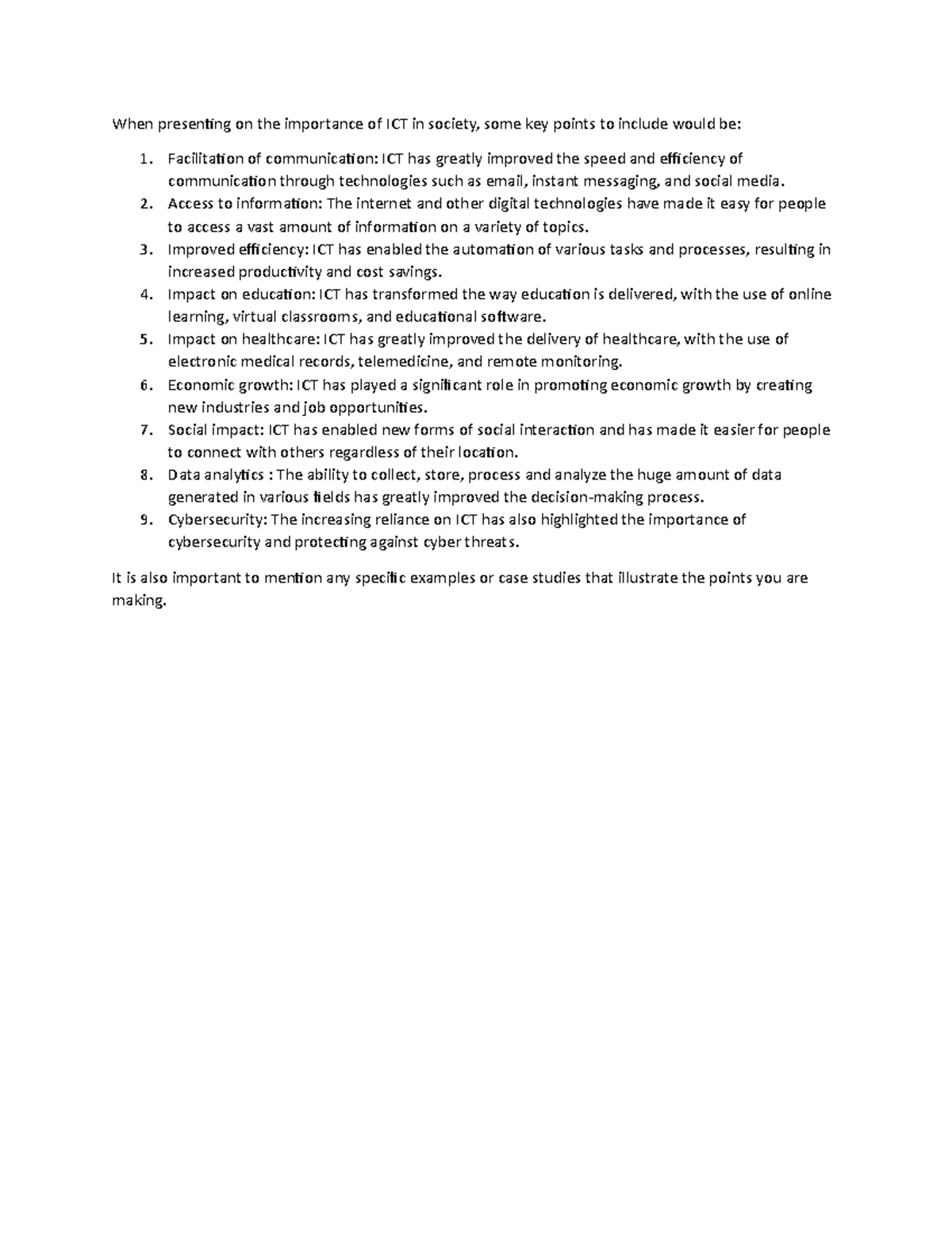 The Role of ICT in Society: Key Points and Case Studies - Studocu