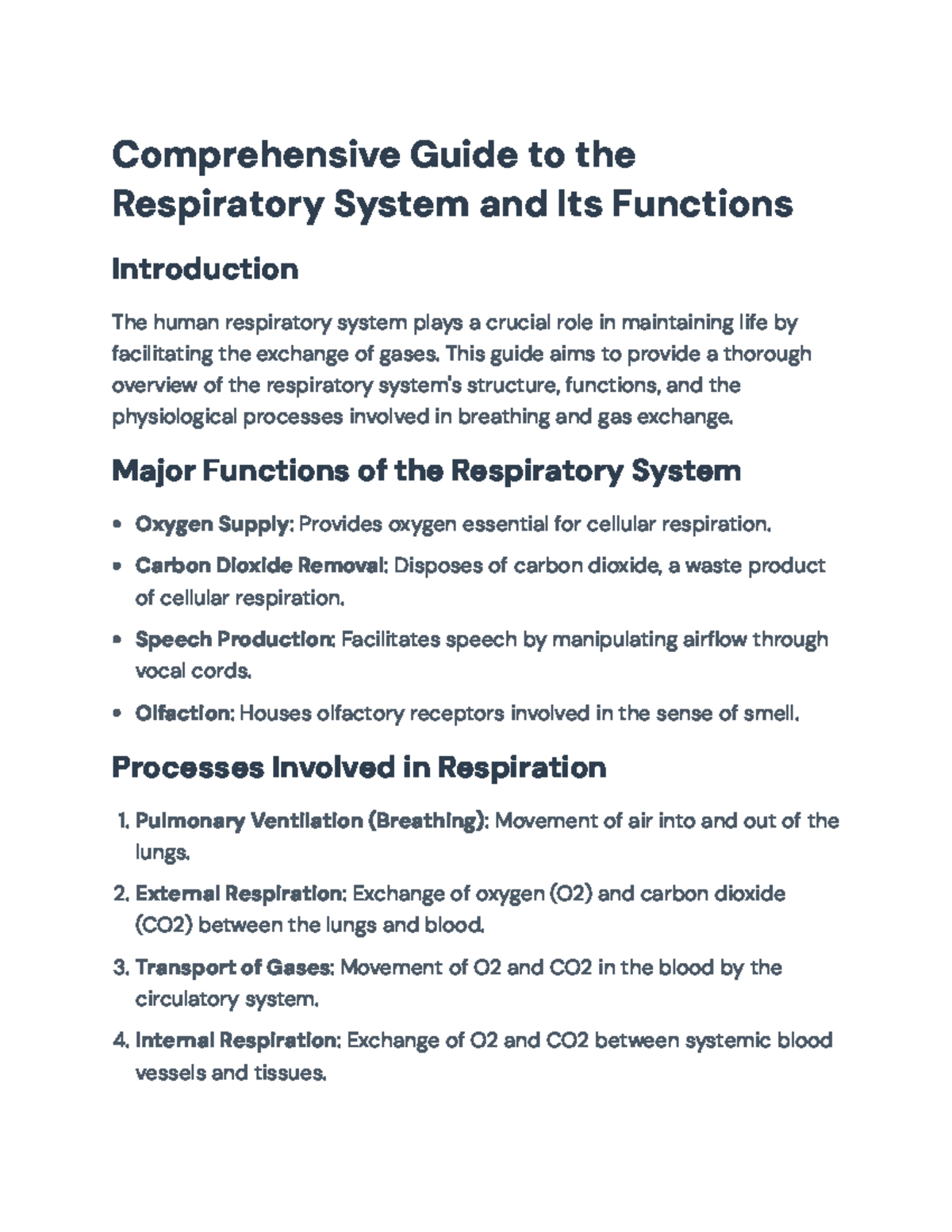 Comprehensive Overview of Respiratory System Anatomy and Physiology ...