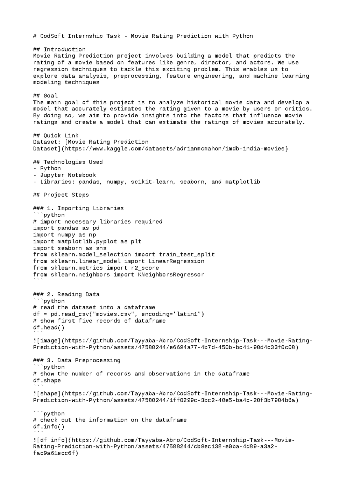 Movie Rating Prediction with Python: CodSoft Internship Task - Studocu