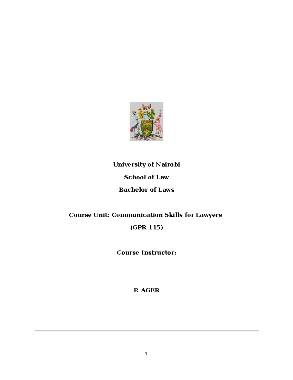 Communication Skills for Lawyers (GPR 115) Course Outline - Studocu