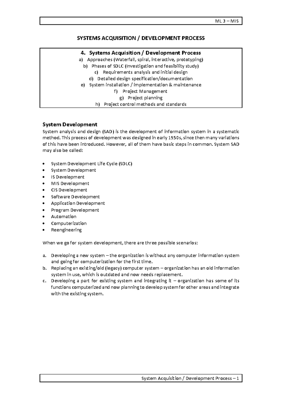 04 05 Systems Acquisition & Development Process Overview - Studocu