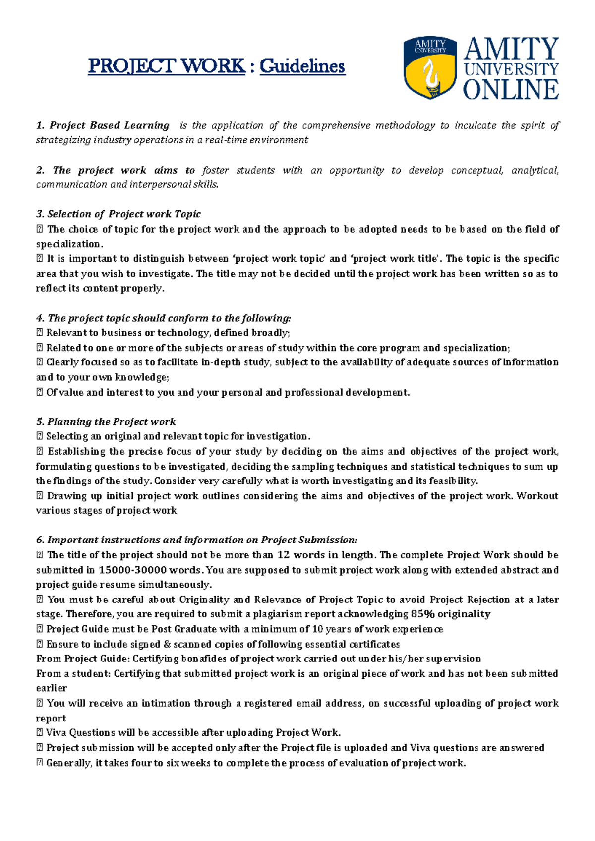 Project Inst 2 - Amity - 1. Project Based Learning is the application ...