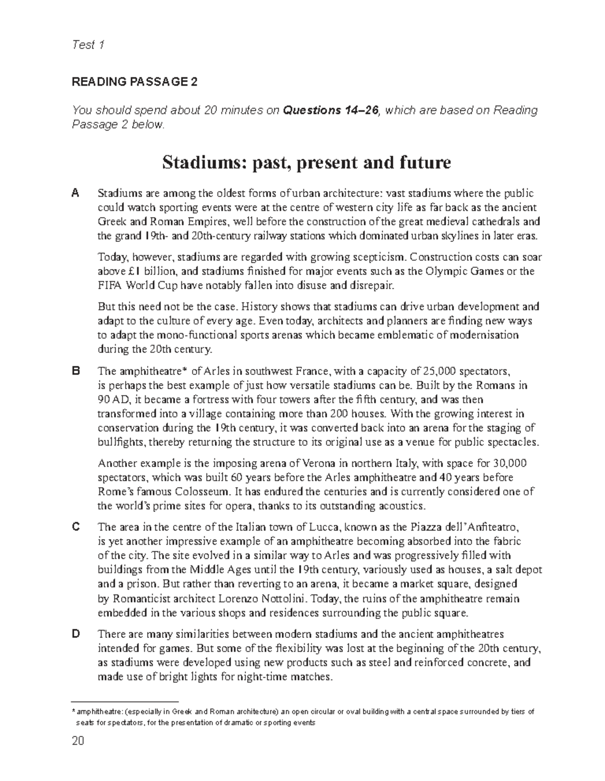 Test 1 READING PASSAGE 2: Stadiums and Their Evolution - Studocu