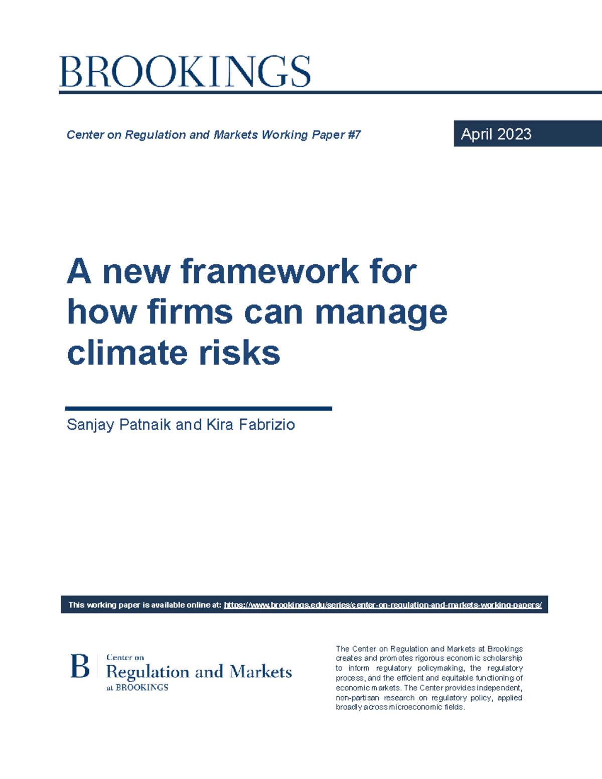 A New Framework for Firms to Manage Climate Risks - April 2023 - Studocu