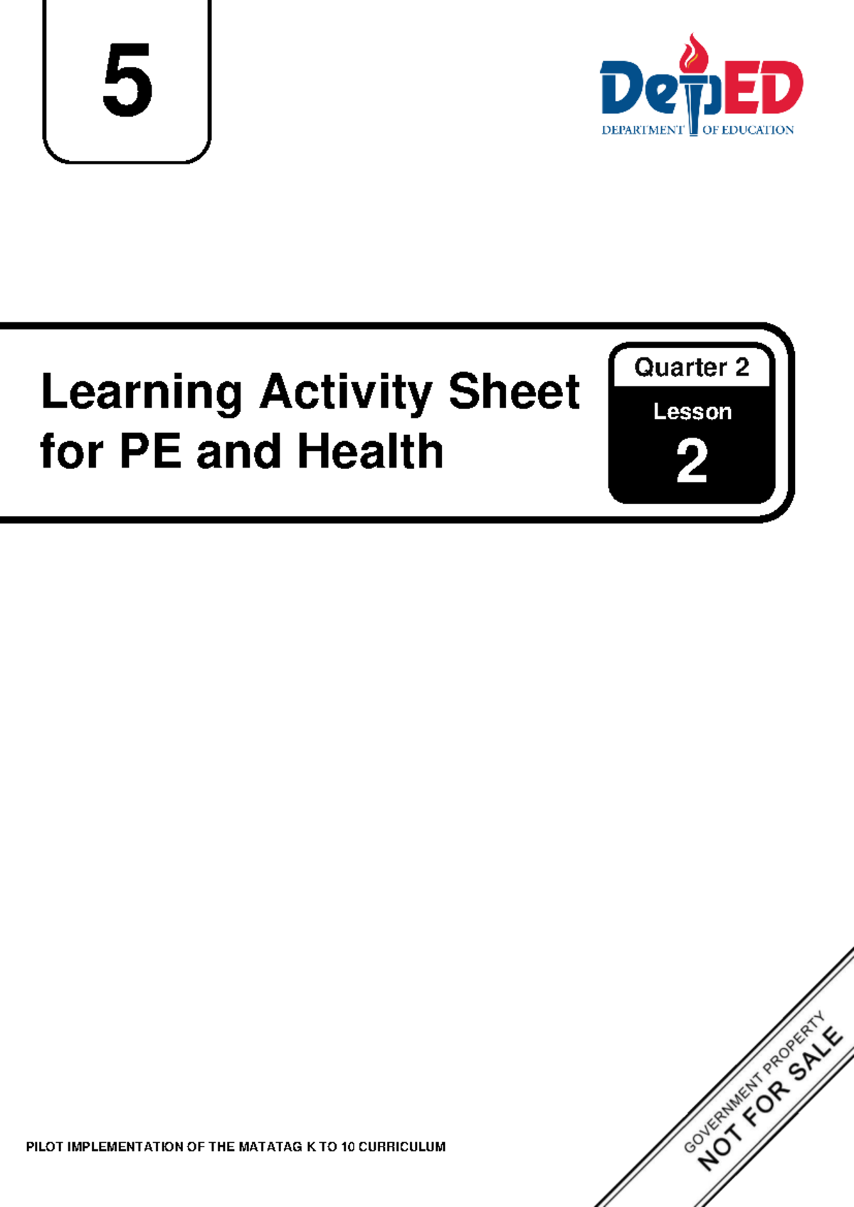 PE and Health 5 Q2 Lesson 2 & 4 Activity Sheets for MATATAG Curriculum ...