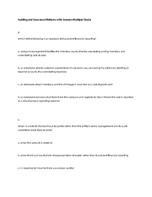 Auditing Chapter 1 (Multiple Choice)-Midterms Part 2 - Independent ...
