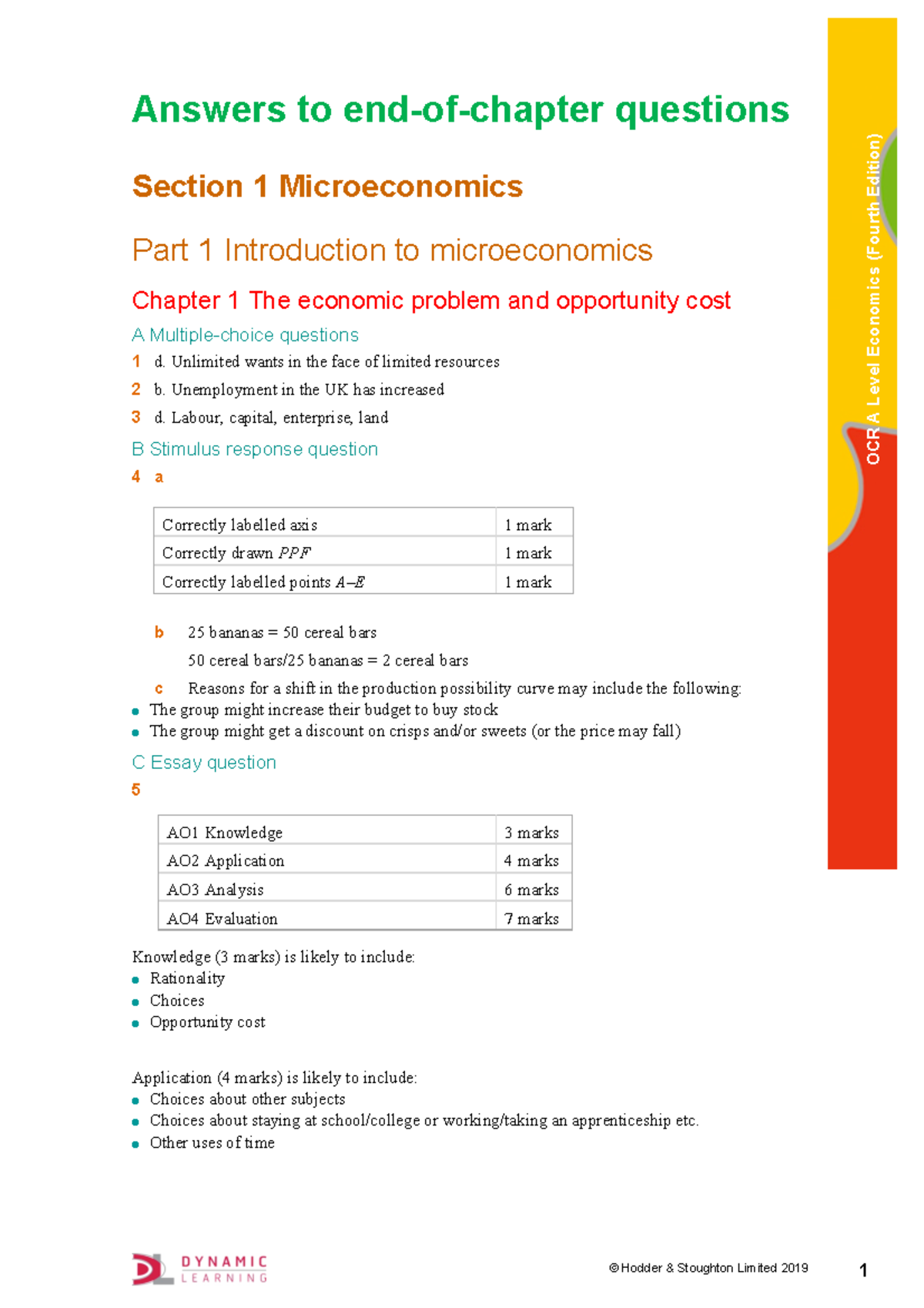End-of-Chapter Answers: OCR A Level Economics (4th Ed) - Studocu