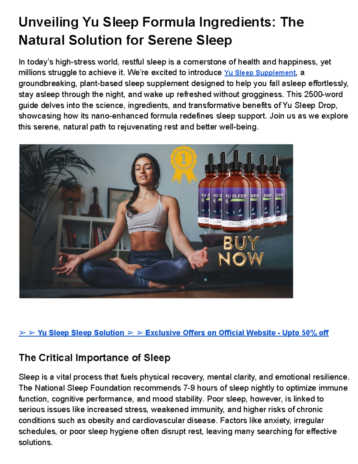 Yu Sleep Supplement: A Natural Path to Restful Sleep Solutions - Studocu