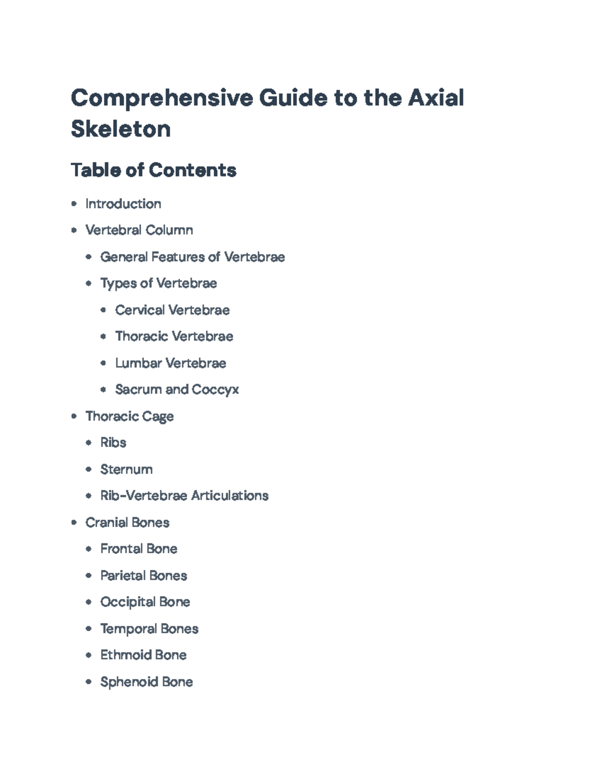 Comprehensive Guide to the Axial Skeleton: Structures & Functions ...
