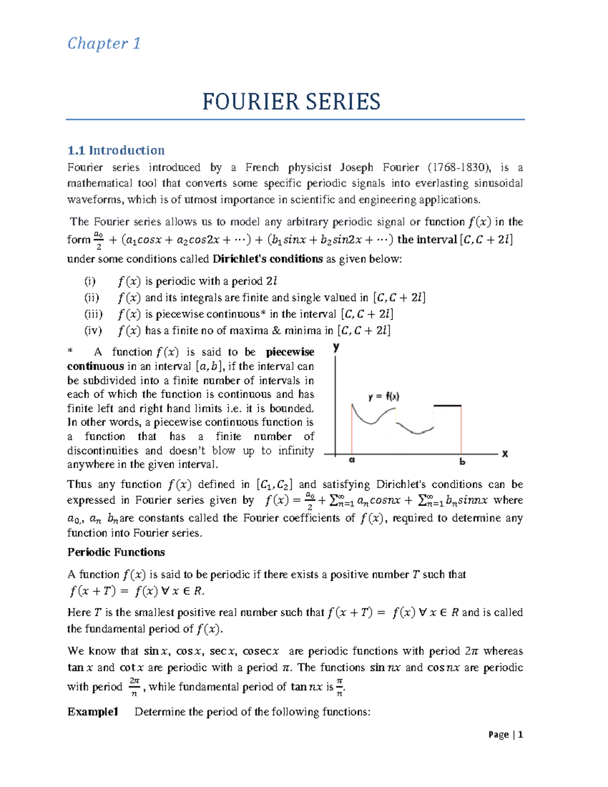 Fourier Series Overview - Chapter 1 (Fourier-1-2 Notes) - Studocu