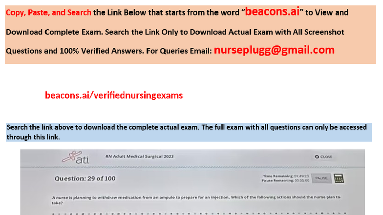 Pass 2025 ATI RN Adult Medical Surgical Proctored Exam with NGN 100 ...