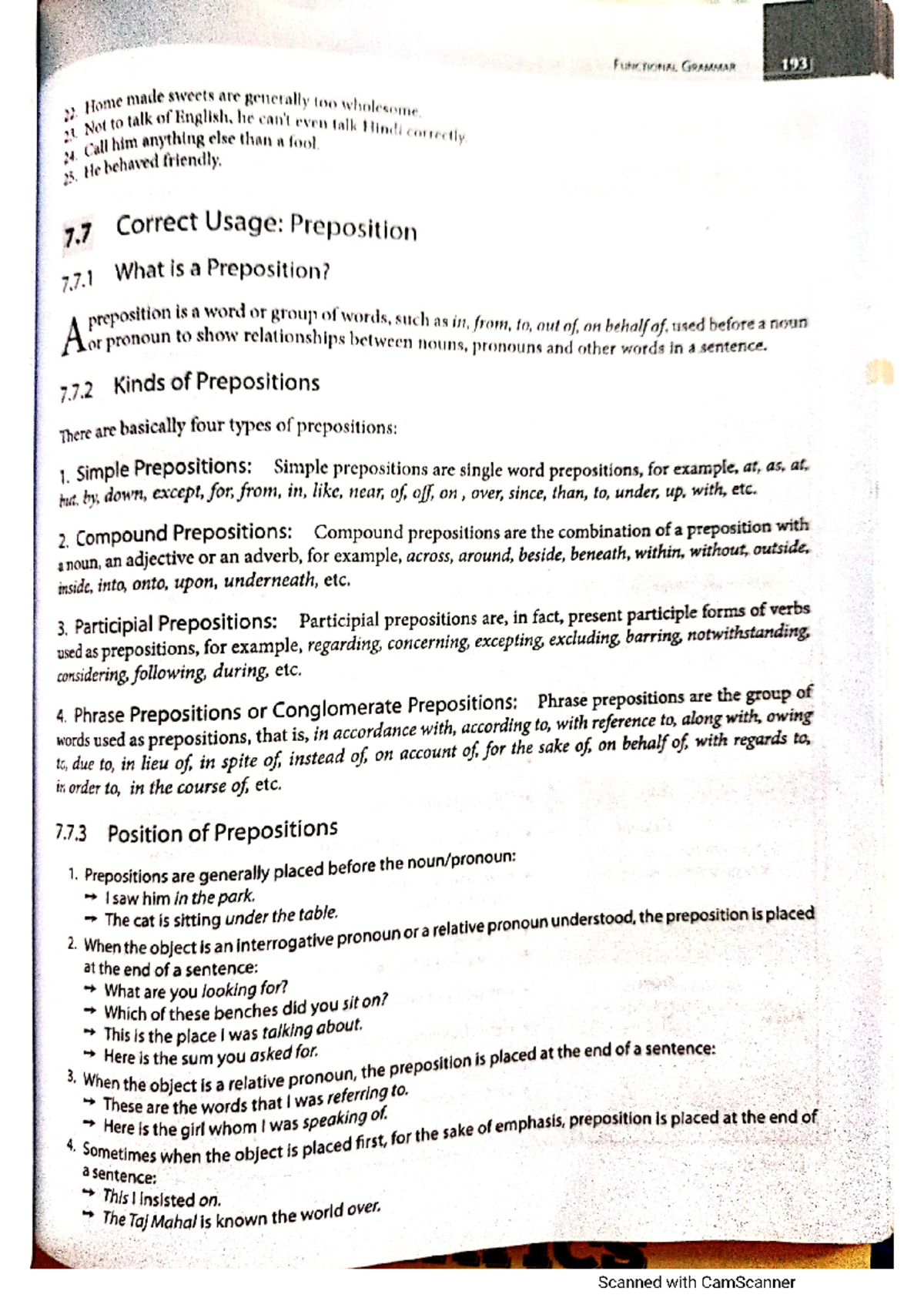 Preposition - Timepass h - TIONAL GRAMMAR 193 made sweets are Home ...