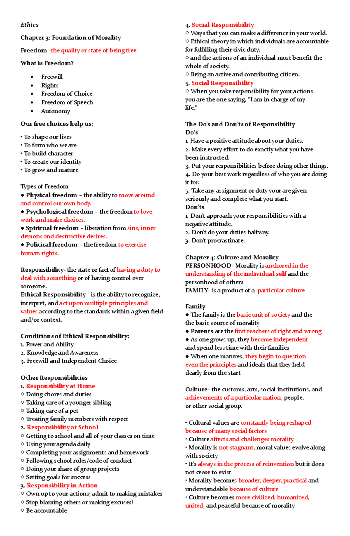 Ethics Chapter 3 & 4: Foundations of Morality and Cultural Impact - Studocu