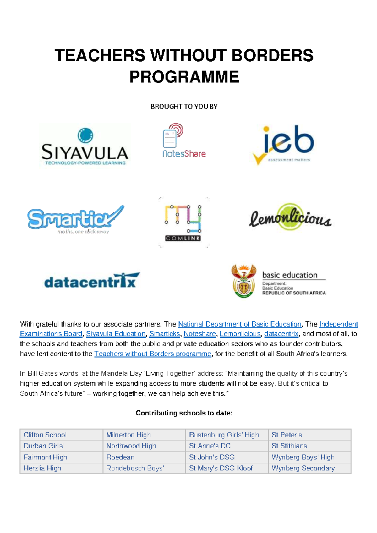 Geography 2015 March - sba - TEACHERS WITHOUT BORDERS PROGRAMME BROUGHT ...