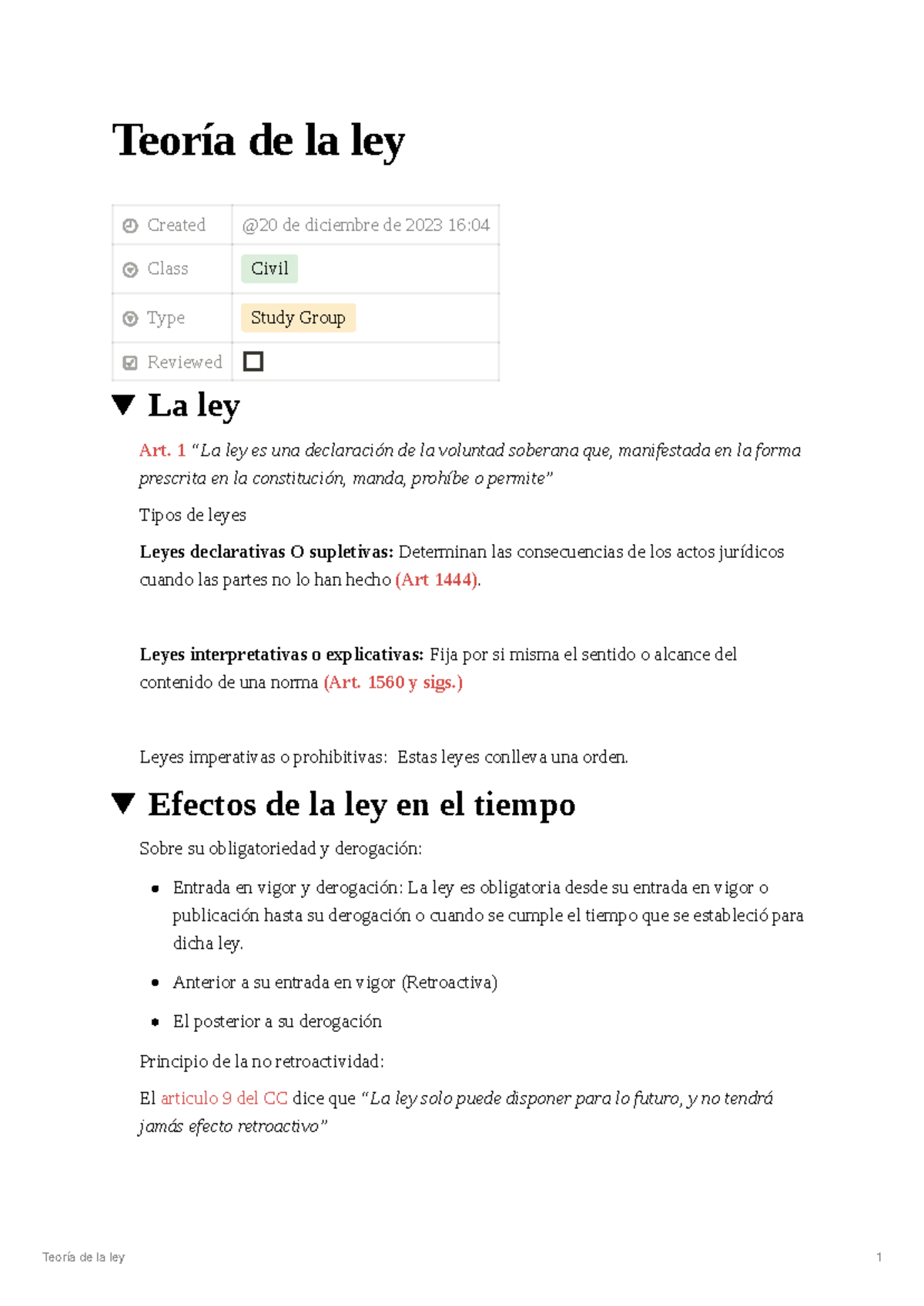 Teora de la ley - Teoría de la ley Created Class Civil Type Study Group ...