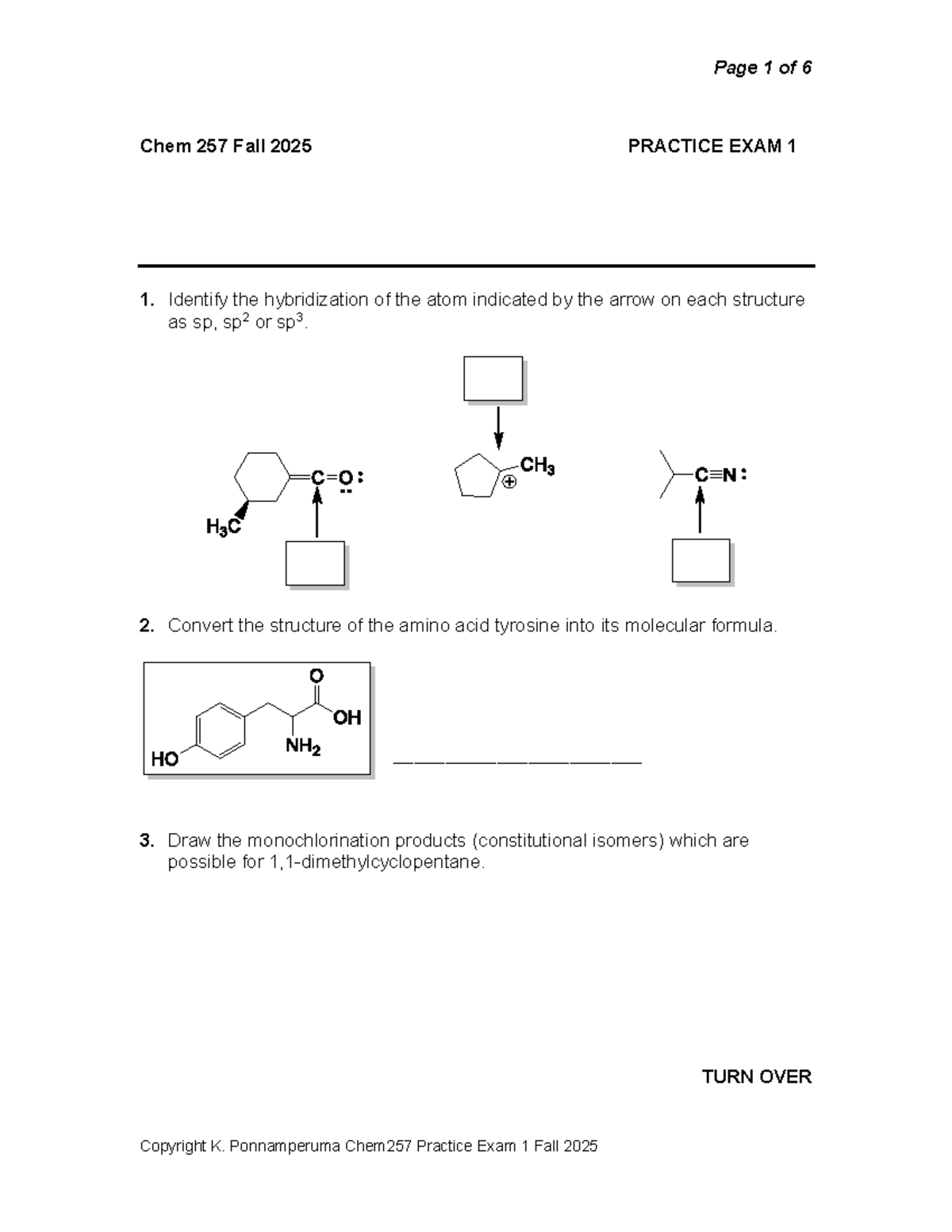 Chem 257 Fall 2025 Practice Exam 1 Review and Solutions - Studocu