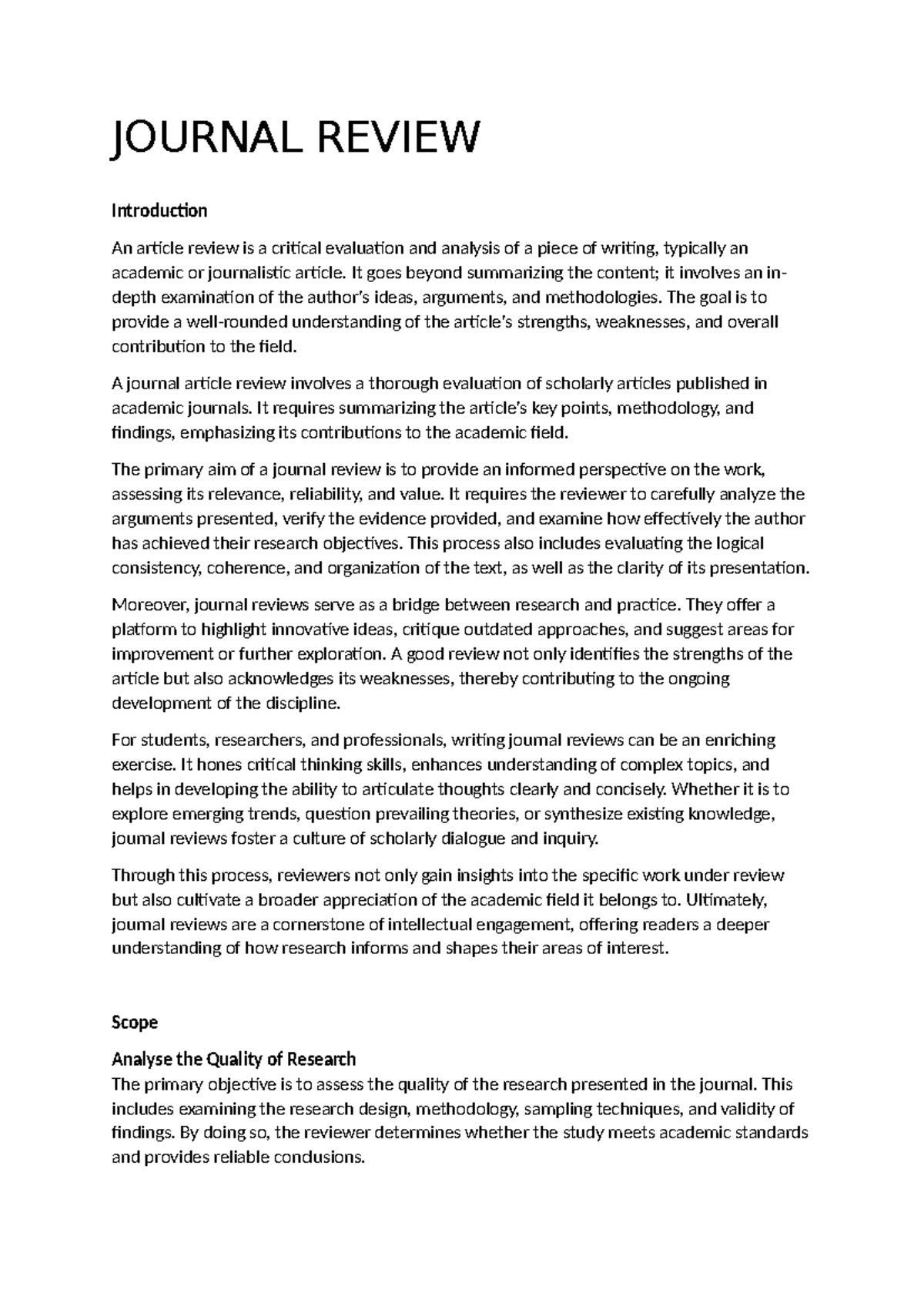 Journal Review on Educational Research - Analysis & Evaluation Insights ...