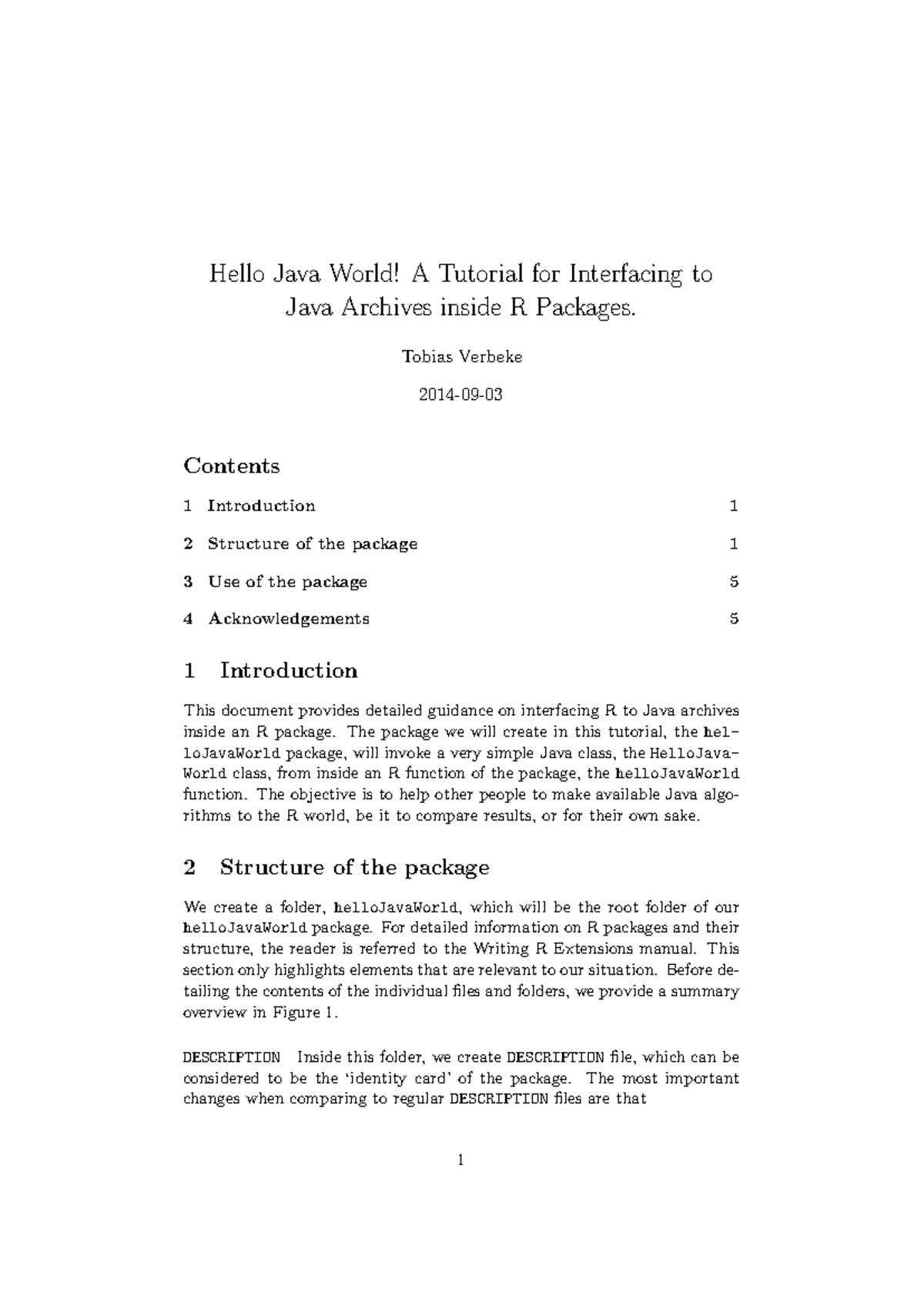 Hello Java World! R Package Development Tutorial for Interfacing - Studocu