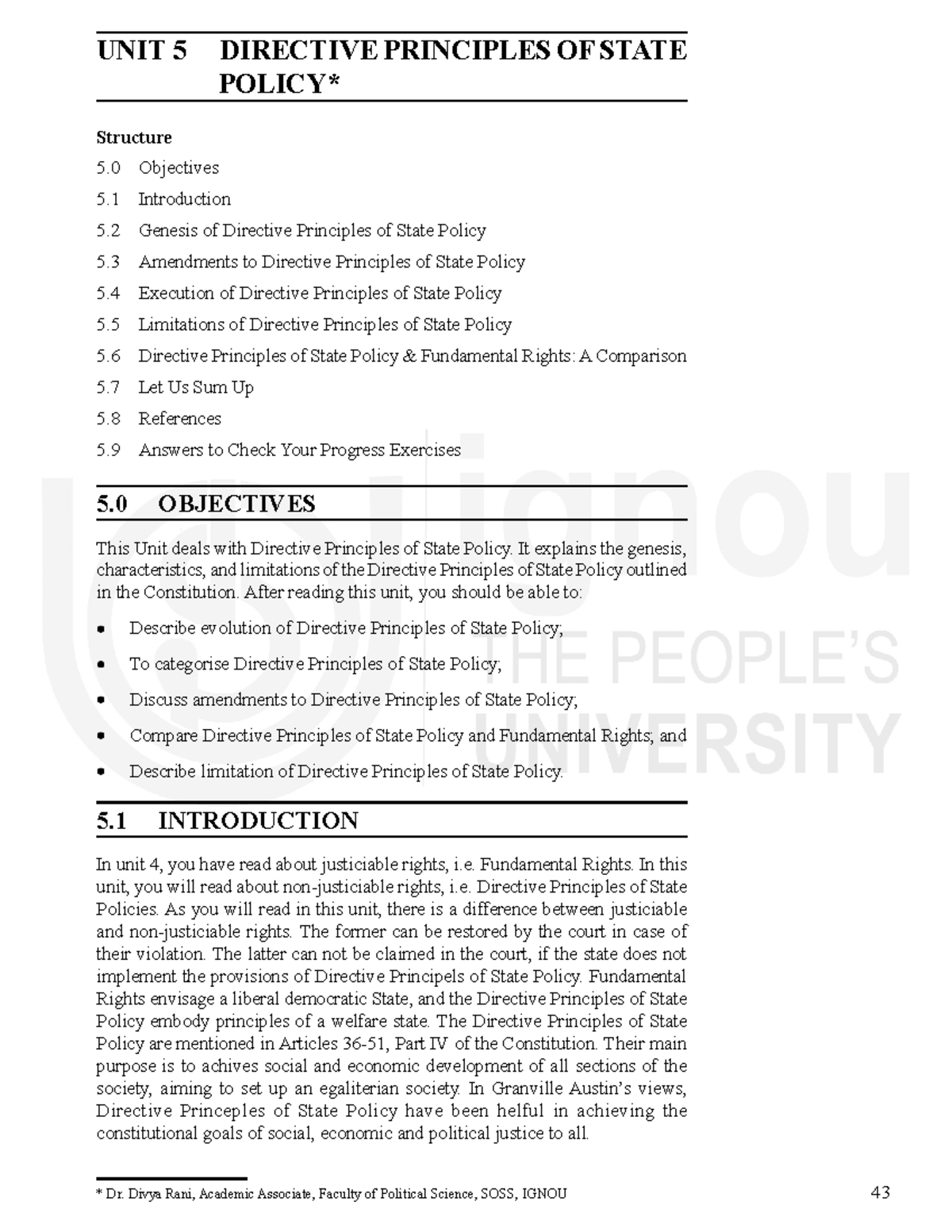 Unit 5: Understanding Directive Principles of State Policy - IGNOU ...