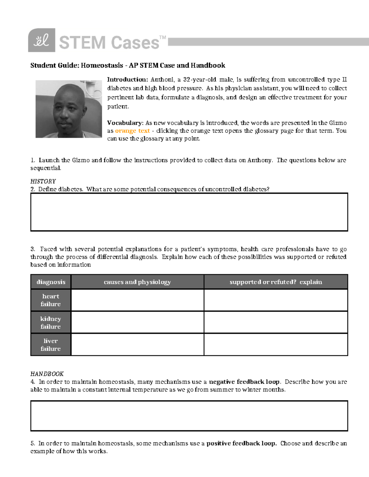 AP STEM Case Study: Homeostasis & Diabetes Management Guide - Studocu