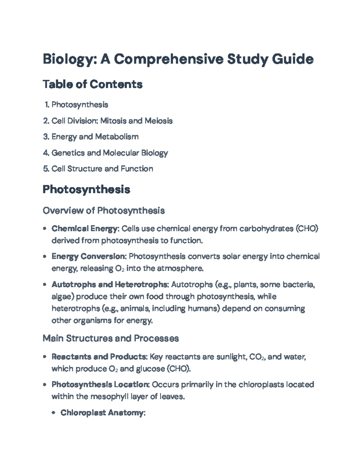 Biology 101: Comprehensive Study Guide on Key Concepts and Processes ...