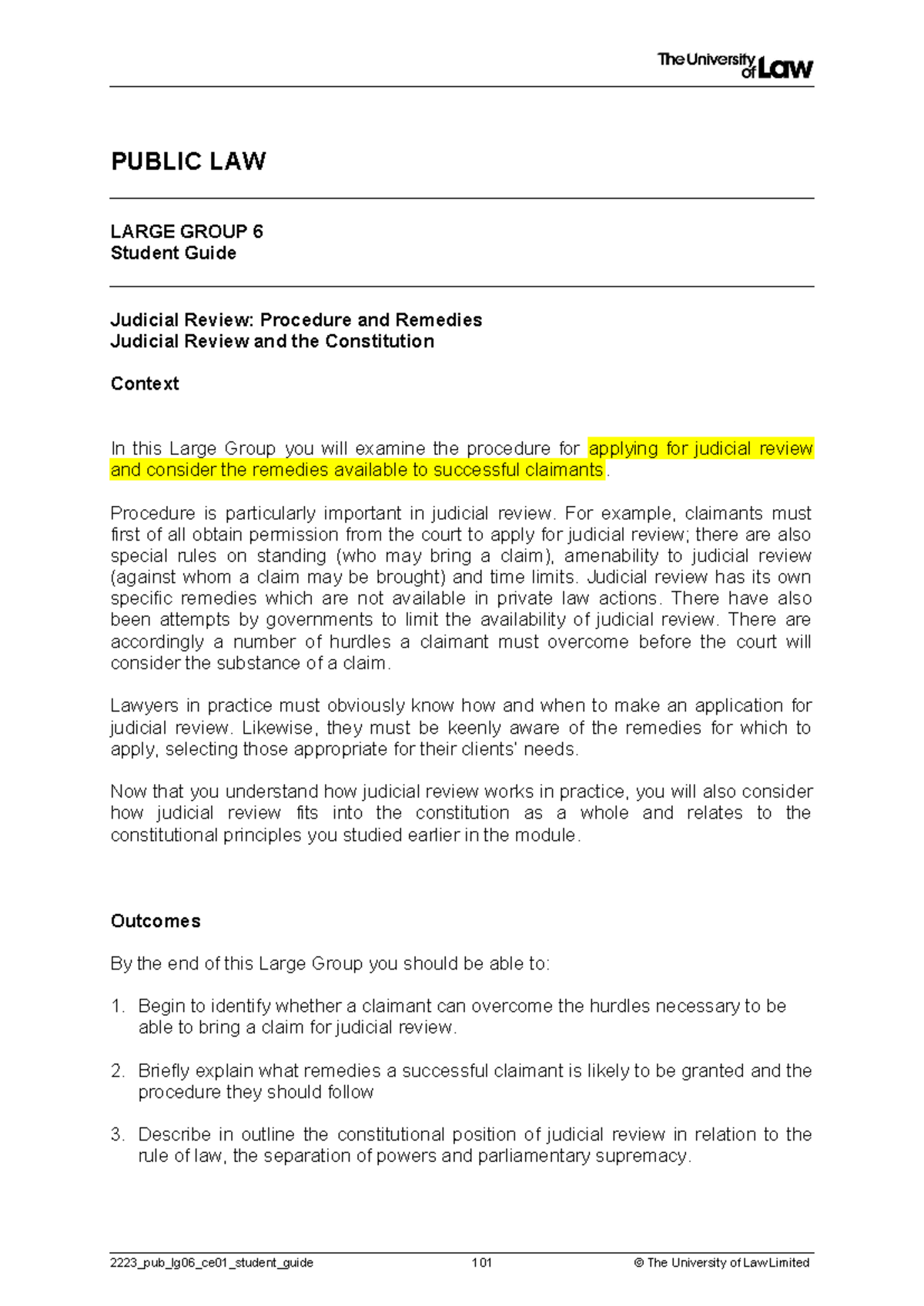 Public LAW UNIT 6 - Large Group 06: Judicial Review Procedures ...