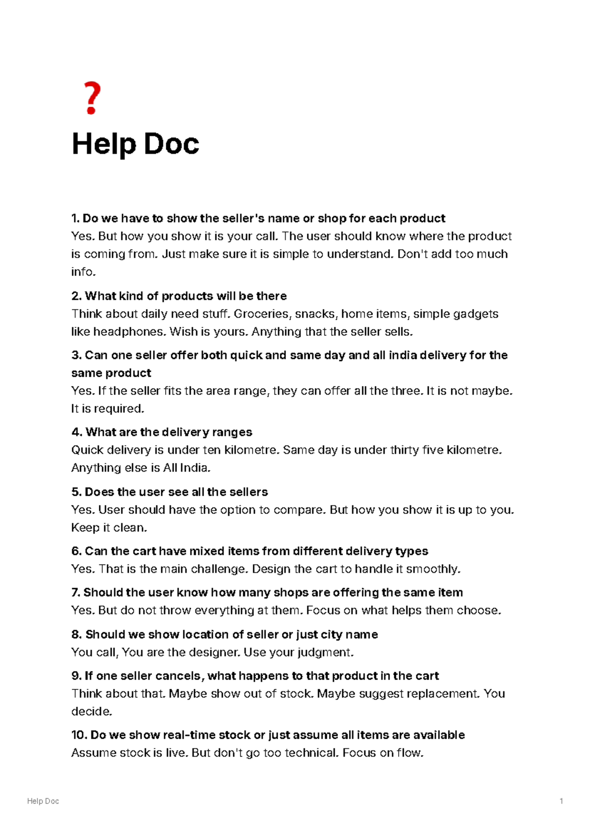 Help doc 1: Guidelines for product display and delivery options - Studocu
