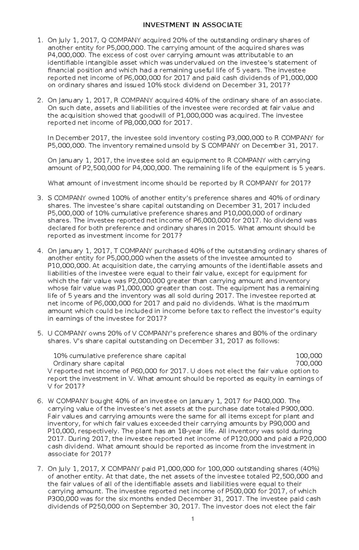 Investment in Associate: Analysis and Income Reporting (FIN 101) - Studocu