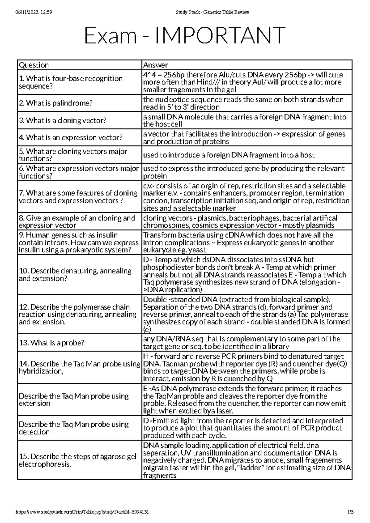 Genetics 12:59 Study Stack Review: Key Concepts & Questions - Studocu