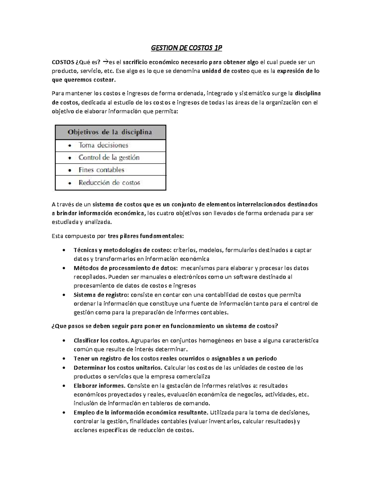 GESTION DE COSTOS 1P: Análisis y Métodos de Costeo en Empresas - Studocu