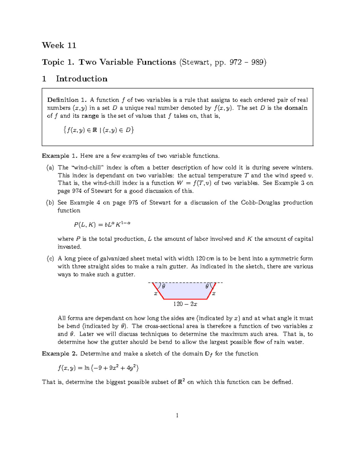 Week 11.1E Two Variable Functions - Week 11 Topic 1. Two Variable ...