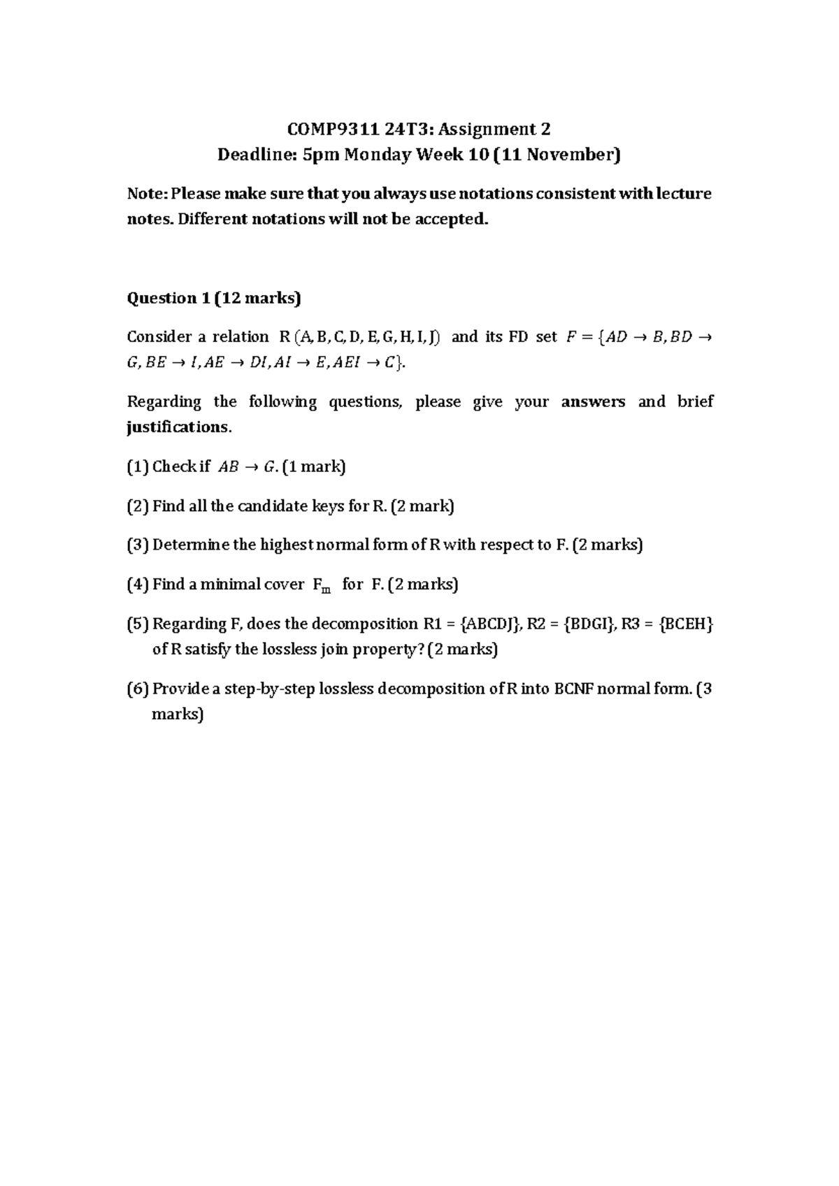 COMP9311 24T3 Assignment 2 - COMP9311 24T 3 : Assignment 2 Deadline ...