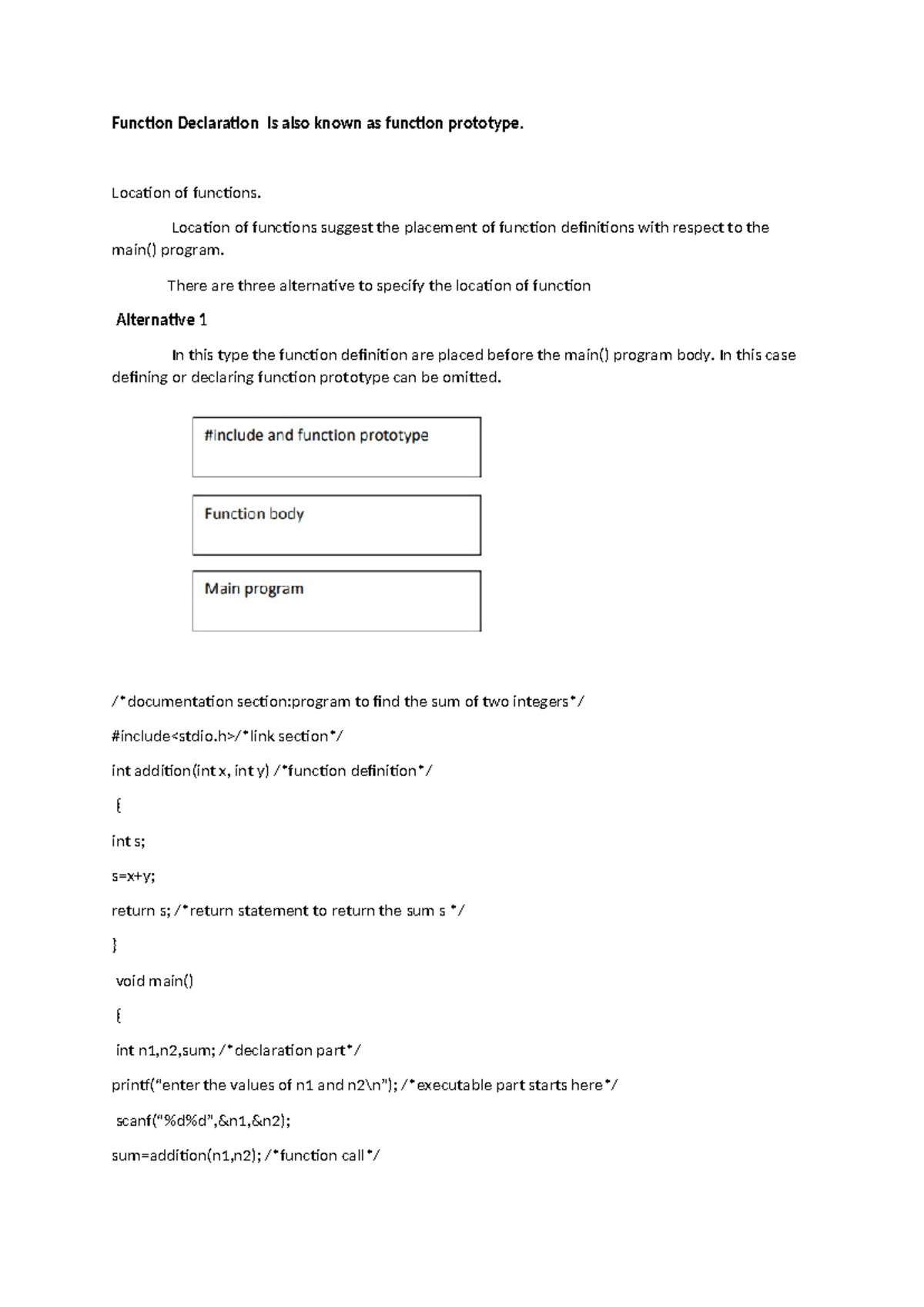 Basics of Functions - Function Declaration is also known as function ...