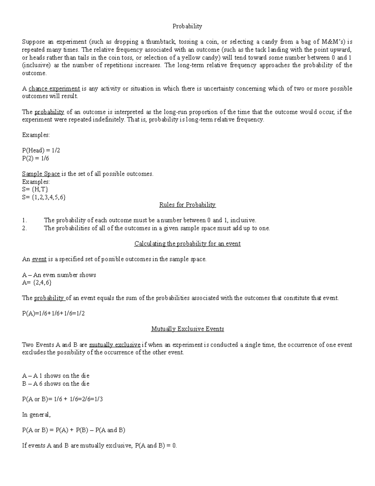 Lecture Notes: Lecture 3 - Understanding Probability Concepts - Studocu