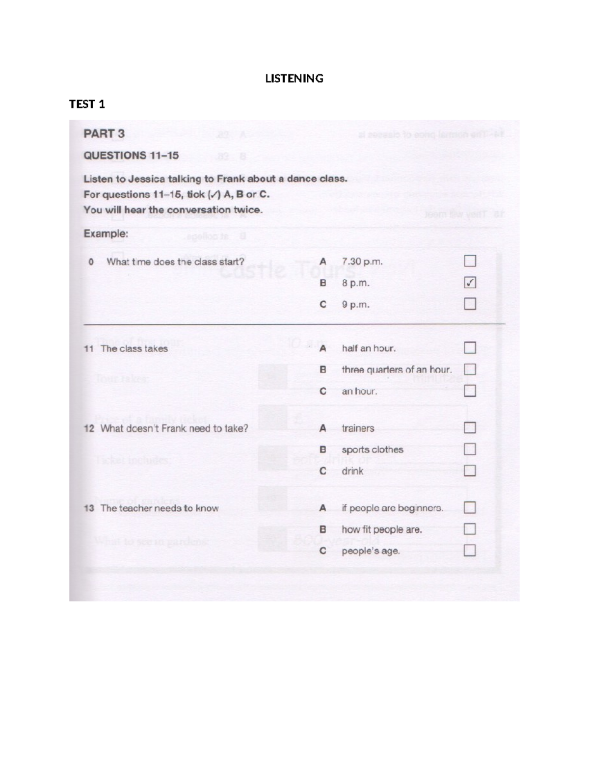 Listening Test 1-4 Questions - English Language Skills - Studocu