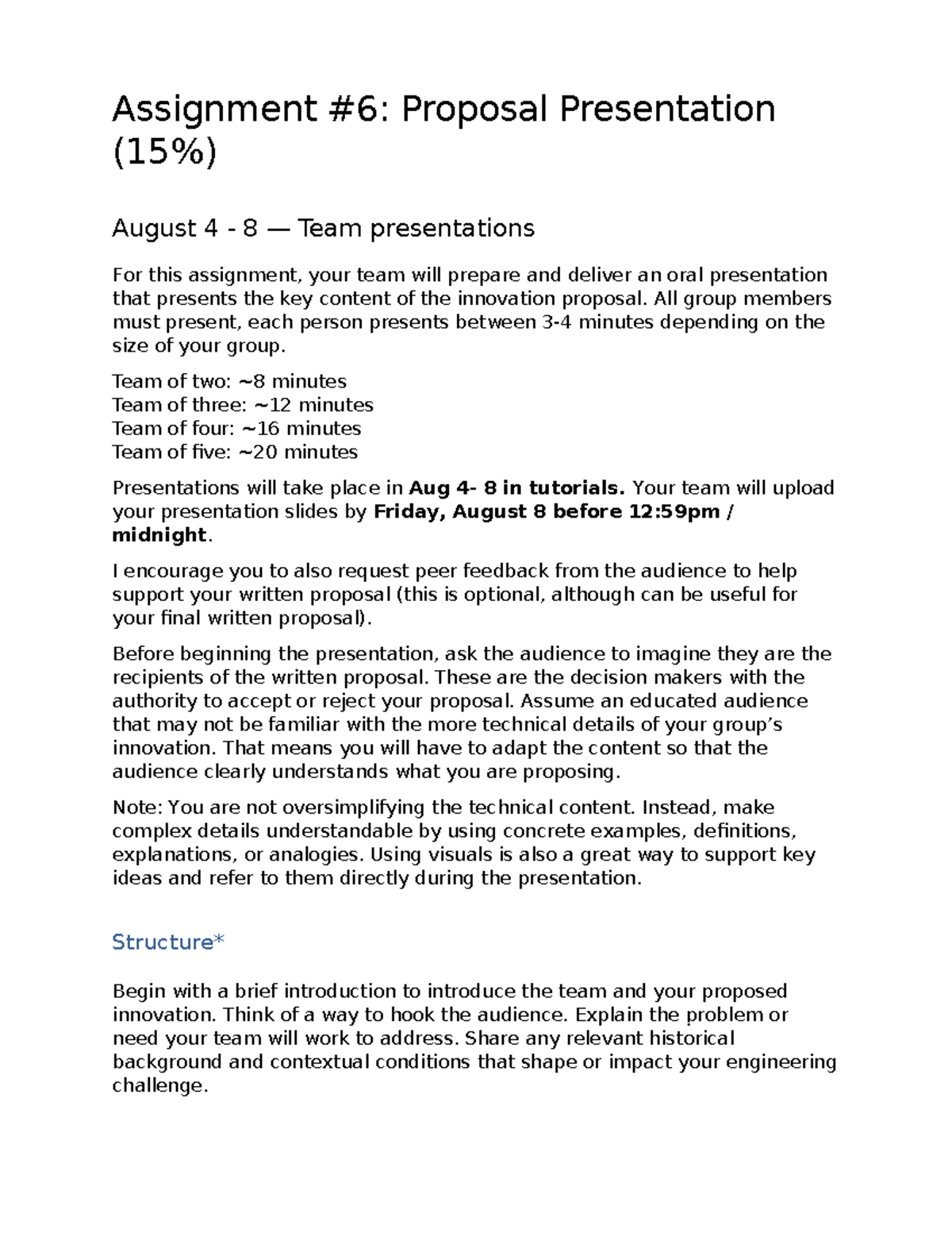 ENG 101: Assignment Guidelines for Proposal Presentation - Studocu