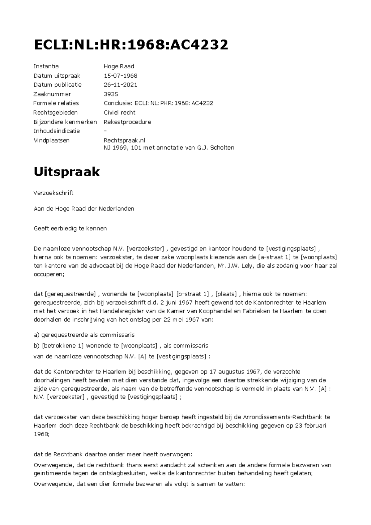 ECLI NL HR 1968 AC4232 - Analyse van de Ontslagbesluiten en Formele ...
