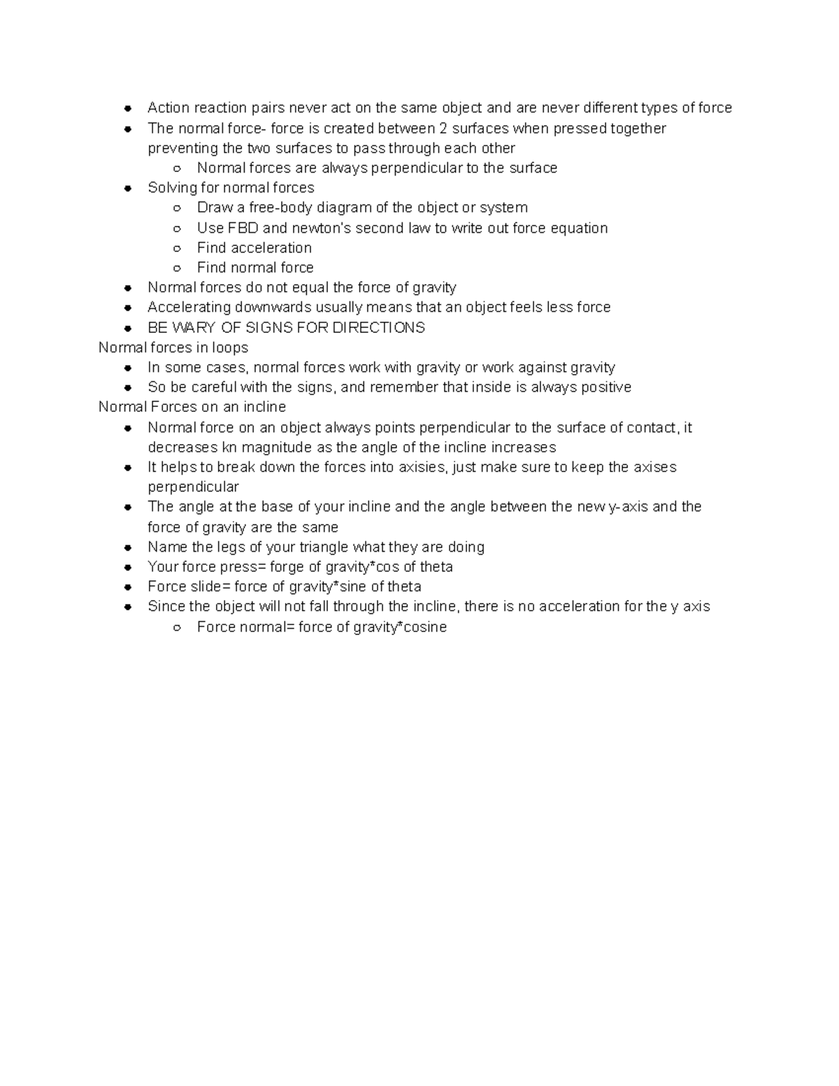 Normal Forces on Inclines: Key Notes and Diagrams for Physics 101 - Studocu