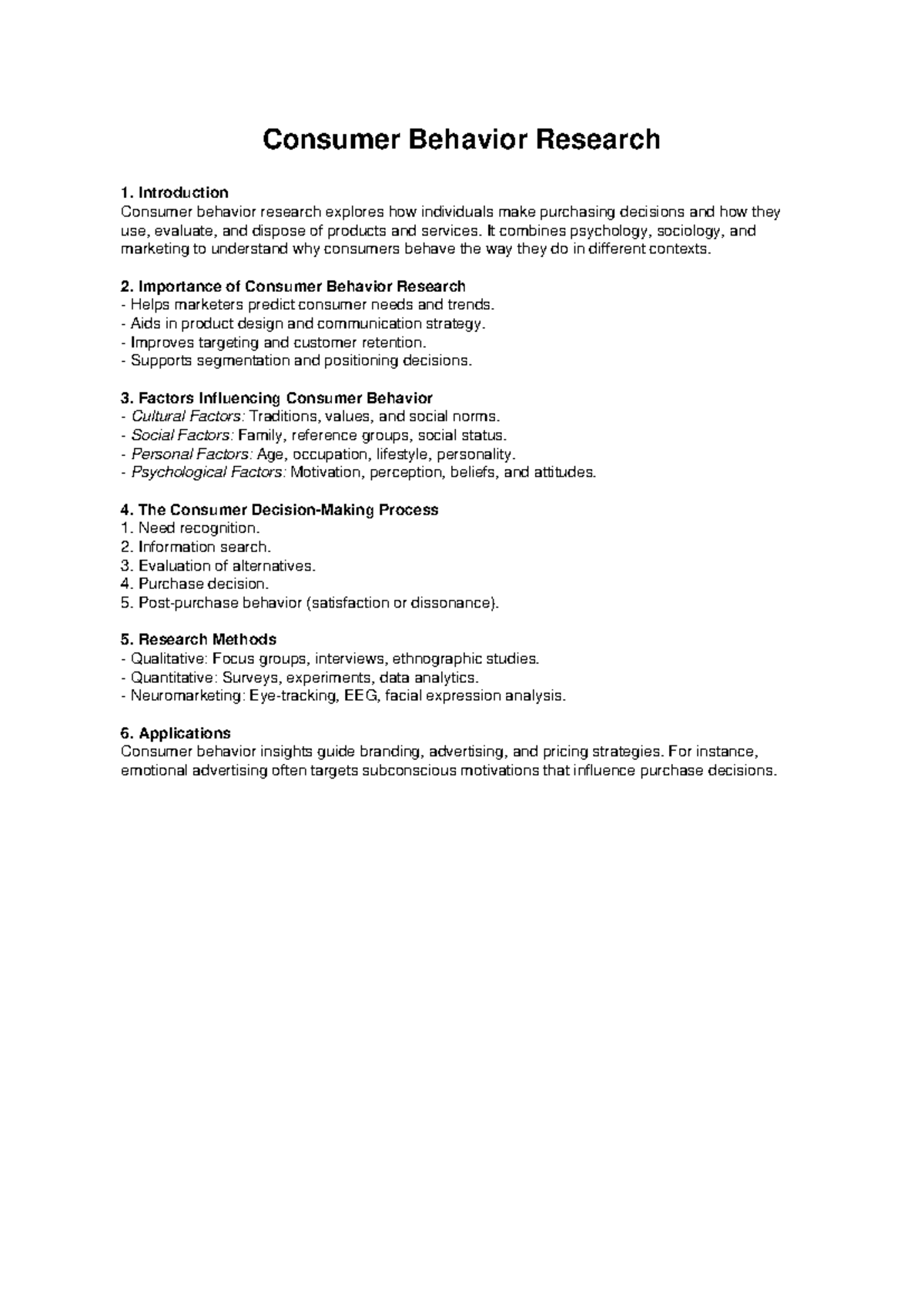 Consumer Behavior Research: Insights and Influencing Factors - Studocu