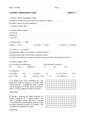 Liczby Dodatnie I Ujemne Sprawdzian Klasa 6 Brinlay www.studocu.com