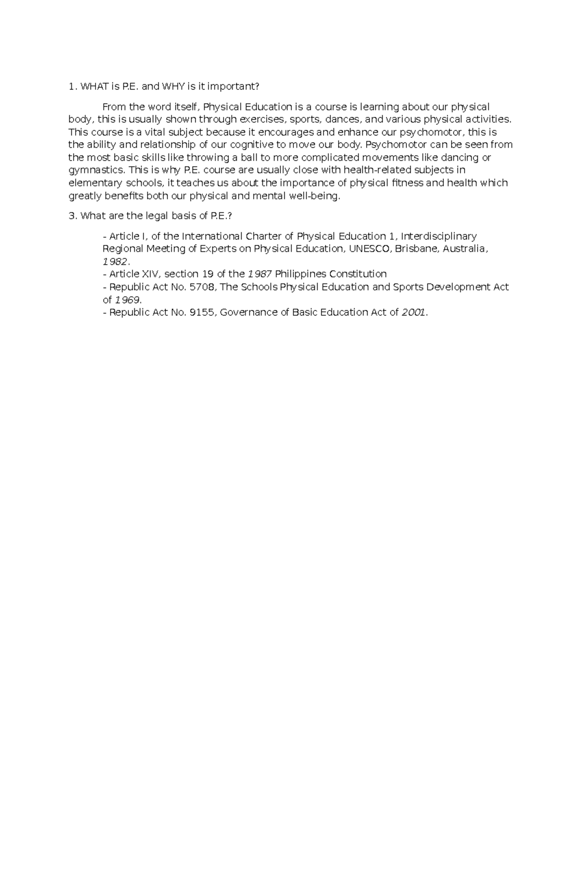 PE Assignment - Research 1 - WHAT is P. and WHY is it important? From ...