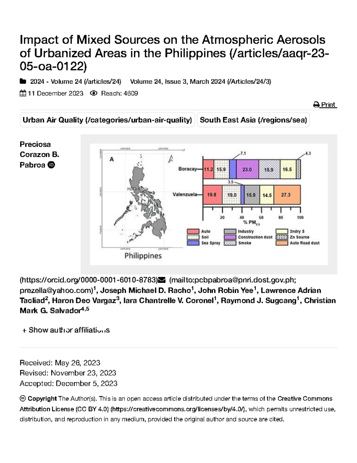 Impact of Mixed Sources on Urban Aerosols in the Philippines (Aerosol ...
