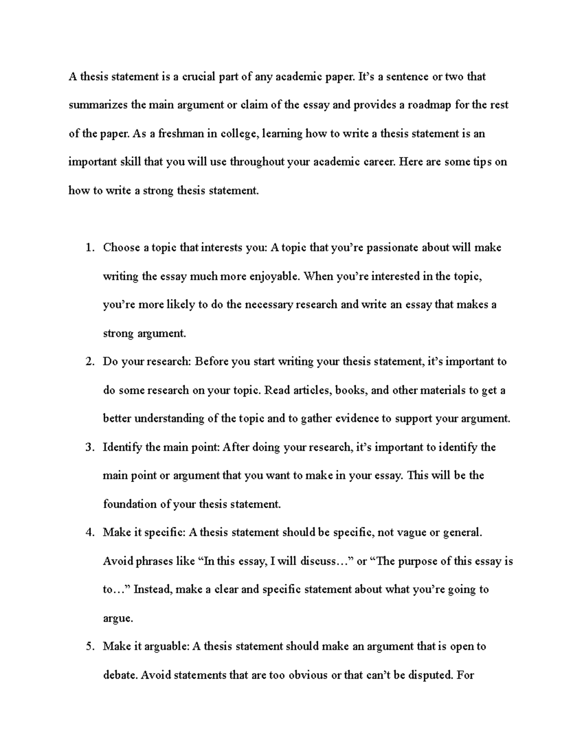 DP 1 - Prof. O - A thesis statement is a crucial part of any academic ...