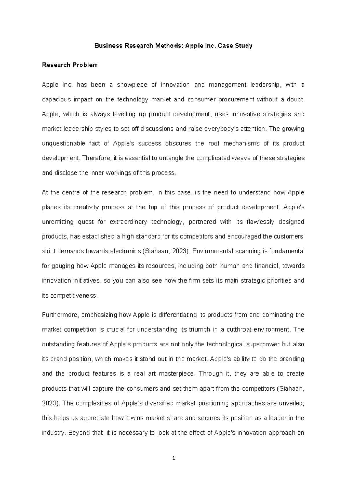 Research Problem 1 - Apple Inc. Product Development Strategy Term Paper ...