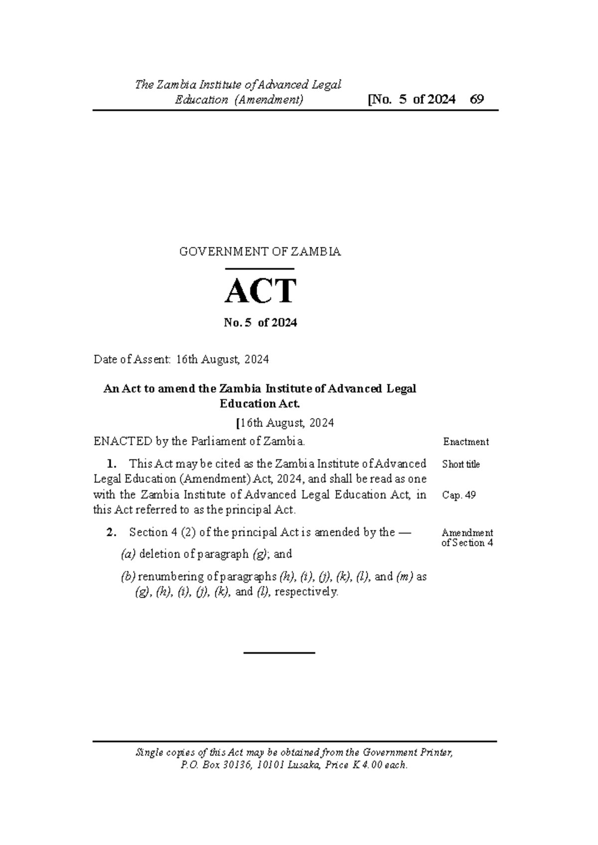 ZIALE Amendment Act 2024: Key Changes and Provisions - Studocu