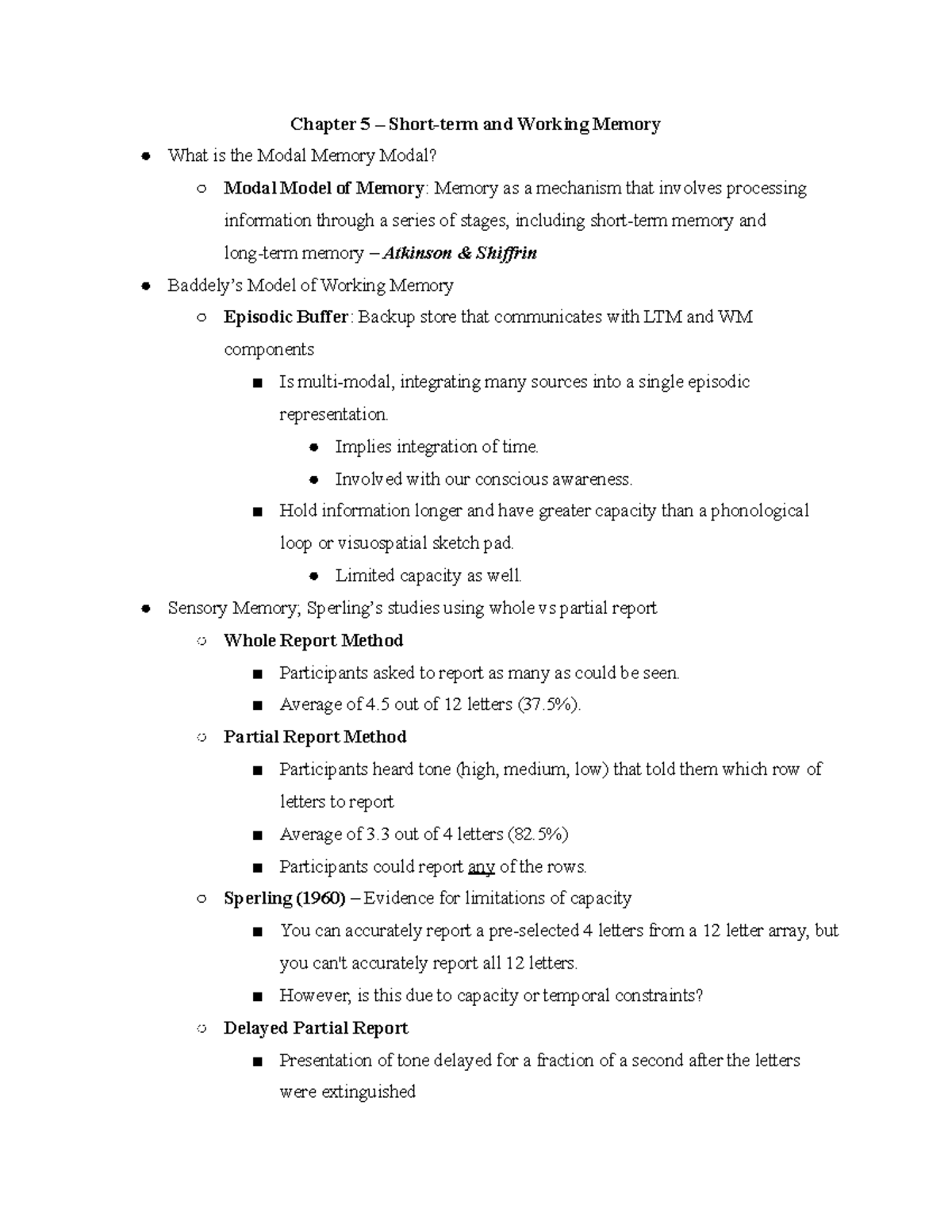 Chapter 5 – Short-term and Working Memory - Chapter 5 – Short-term and ...