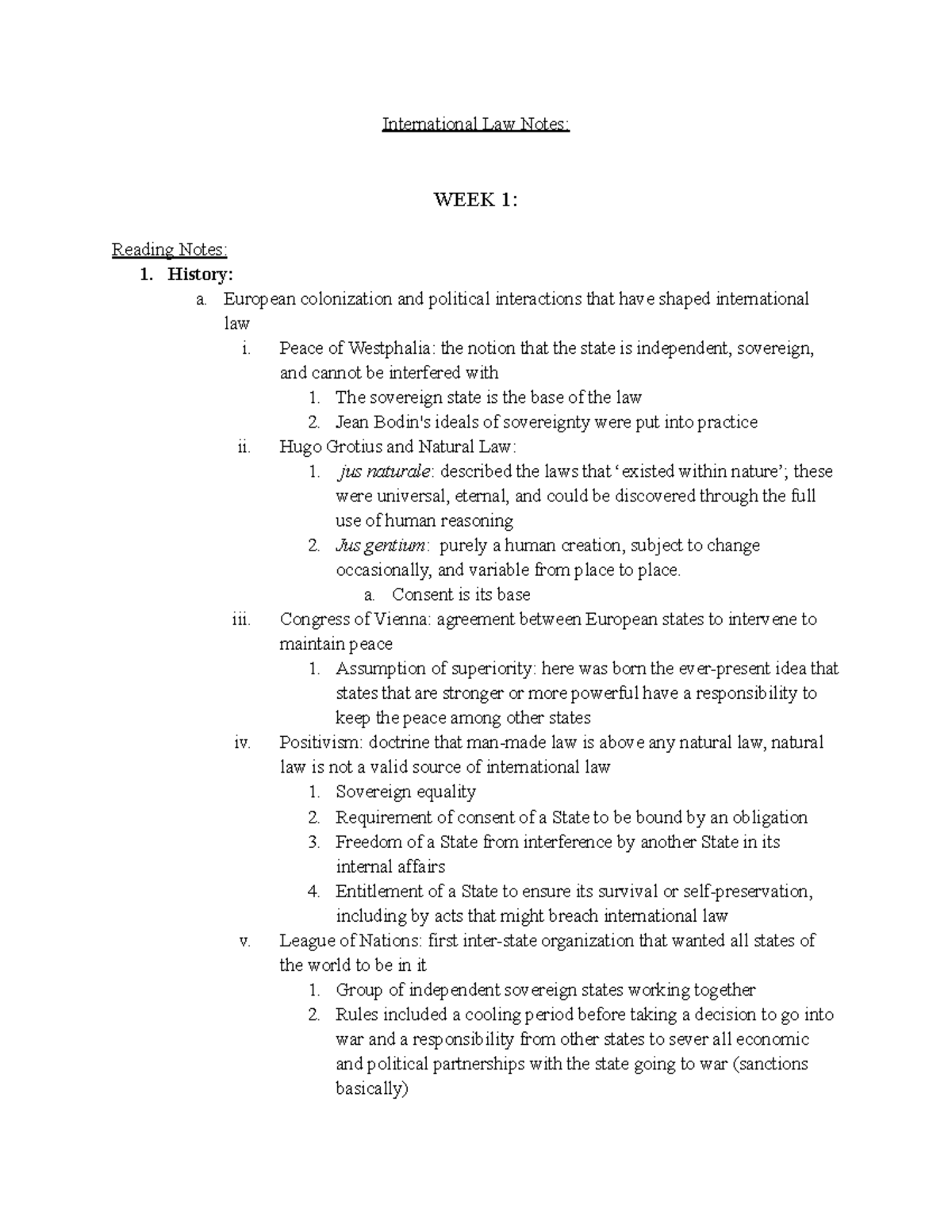 INTL 101 Lecture Notes: Foundations and Principles of International Law ...