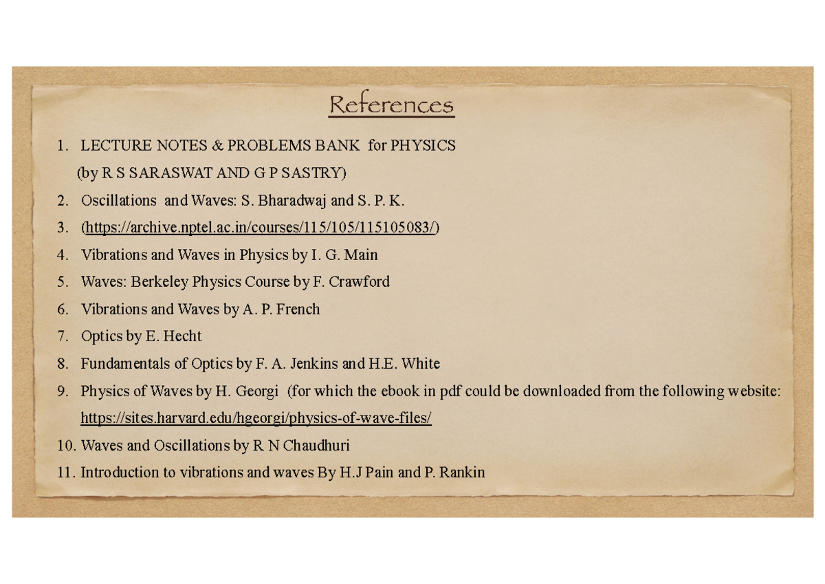 Physics Lecture Notes & Problems: Vibrations, Waves & Optics - Studocu