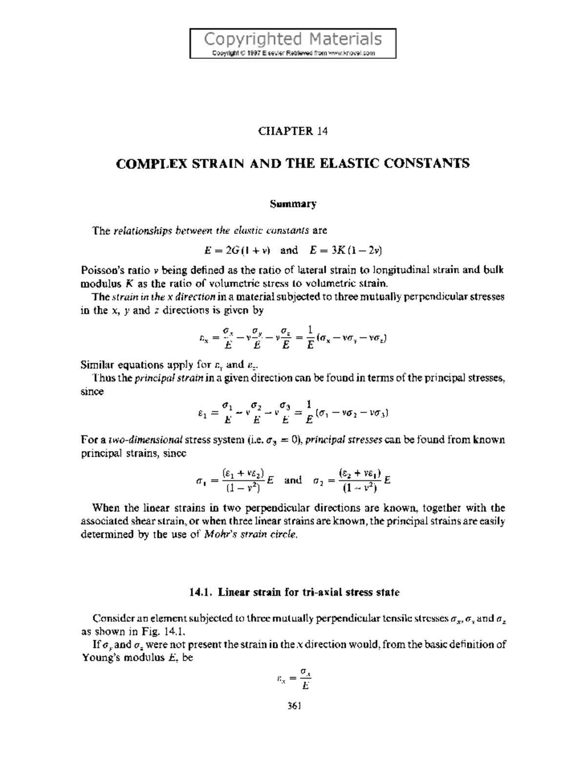 CHAPTER 14: Complex Strain and Elastic Constants - Studocu