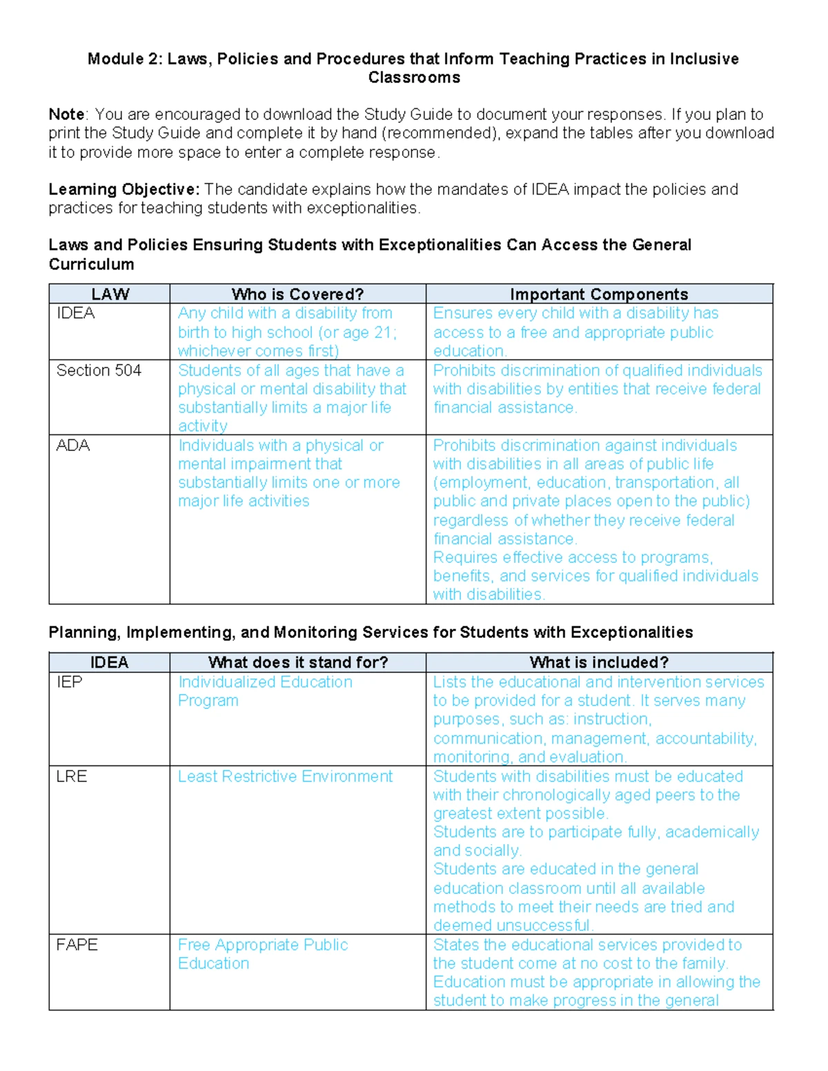 D096 Mod 7 Study Guide - Unit 4: Differentiated Instruction & UDL ...